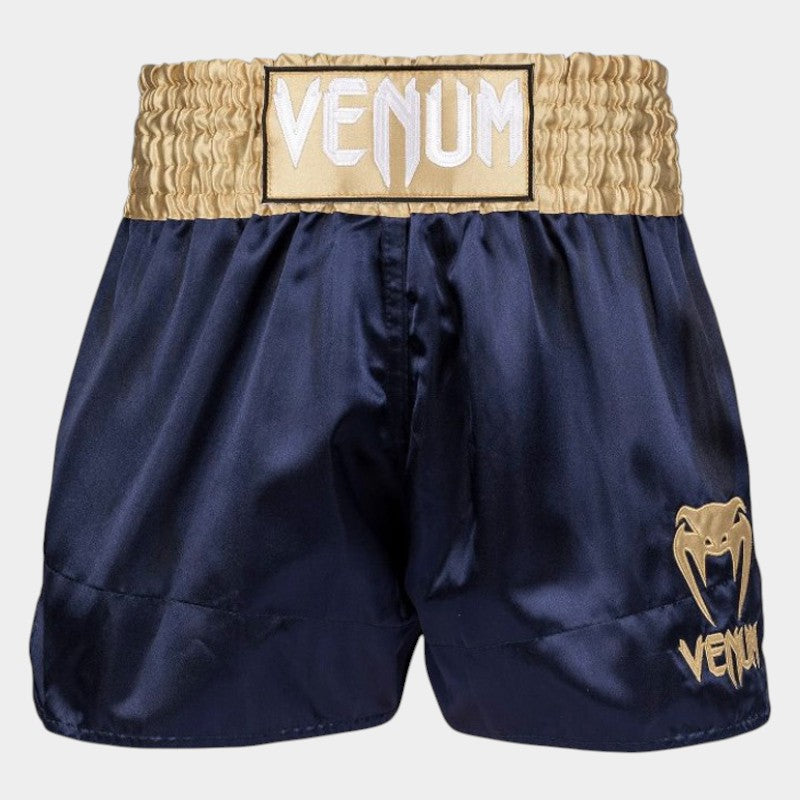 Klassische Muay Thai Shorts Marineblau Gold