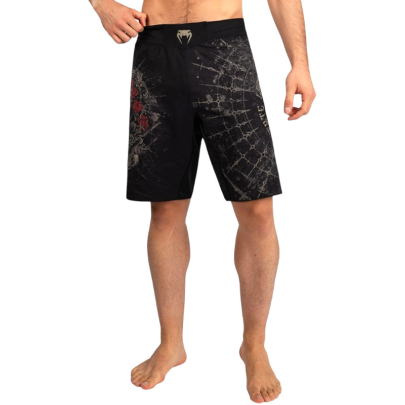 Santa Muerte 5.0 Fightshorts Tiefschwarz Gold 
